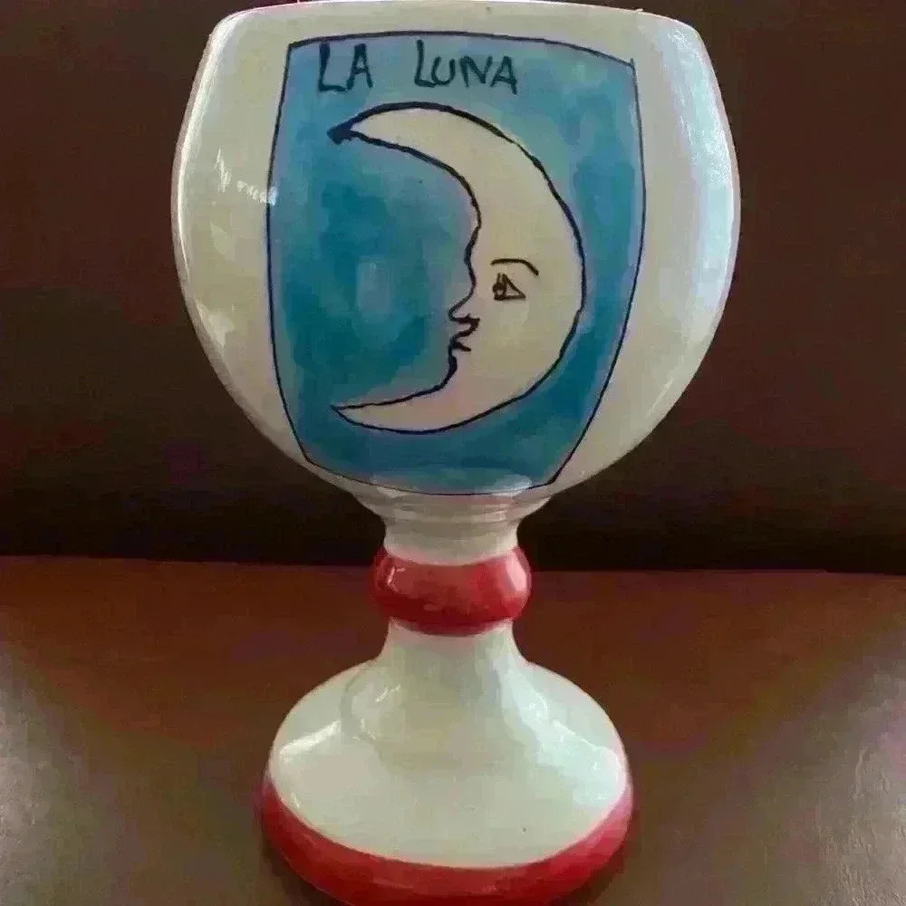 Lotería Ceramic Chalice Goblet wine Glass